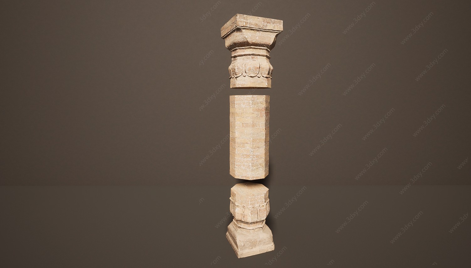 古代建筑石雕石塑柱子3D模型