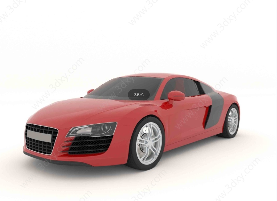红色奥迪R8汽车轿车3D模型