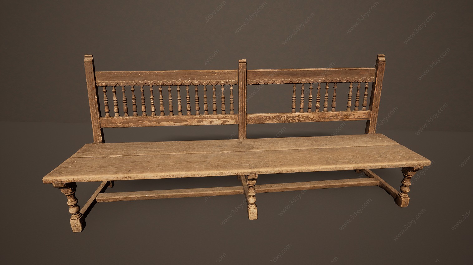 做旧旧物老式长椅长板凳3D模型