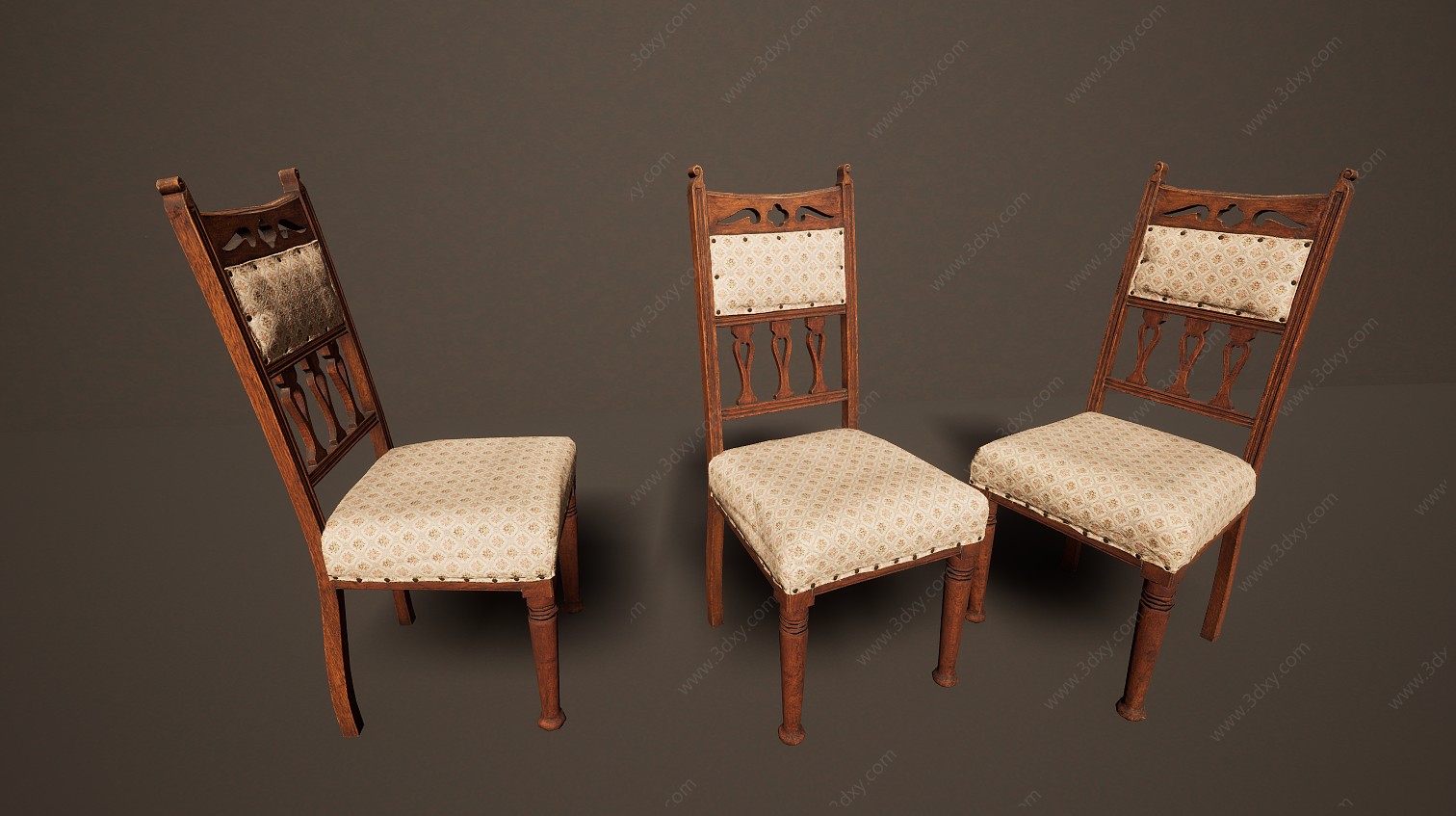 做旧旧物藤编实木靠椅3D模型