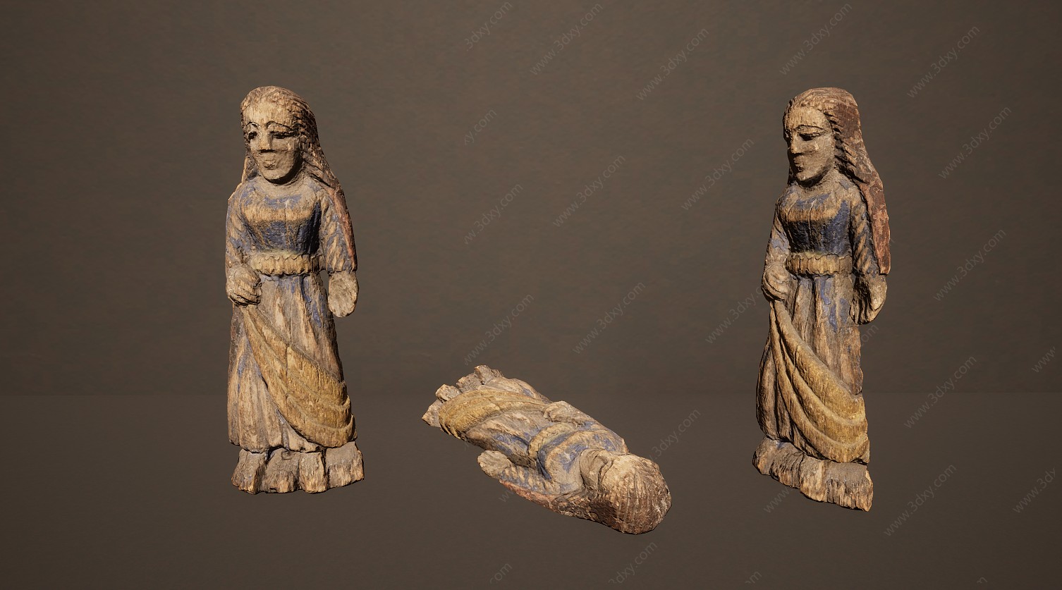 古老文物做旧旧物雕塑女仆3D模型