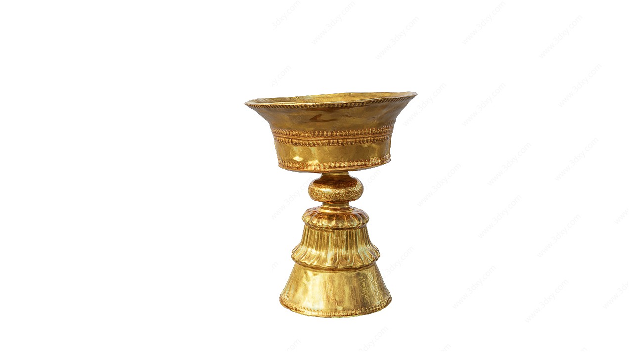 文物黄金镀金高脚杯子3D模型