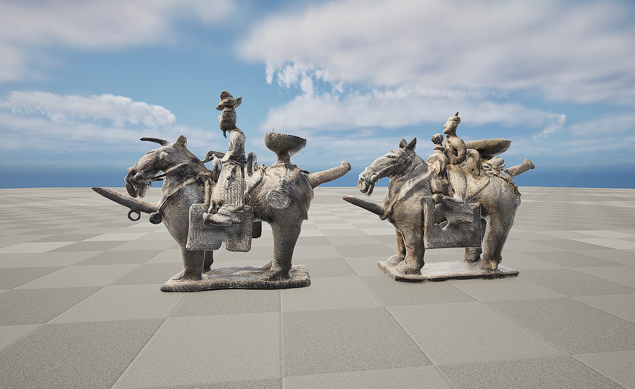 古董文物雕像雕塑骑马3D模型