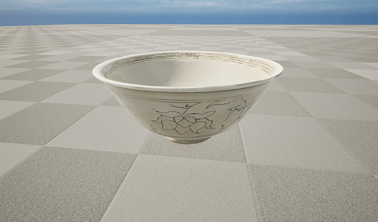 古董文物陶泥瓷器碗3D模型
