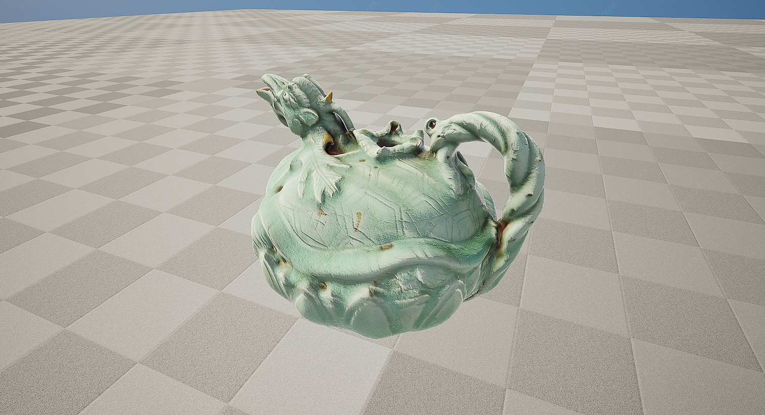 文物陶瓷瓷器青釉茶壶3D模型