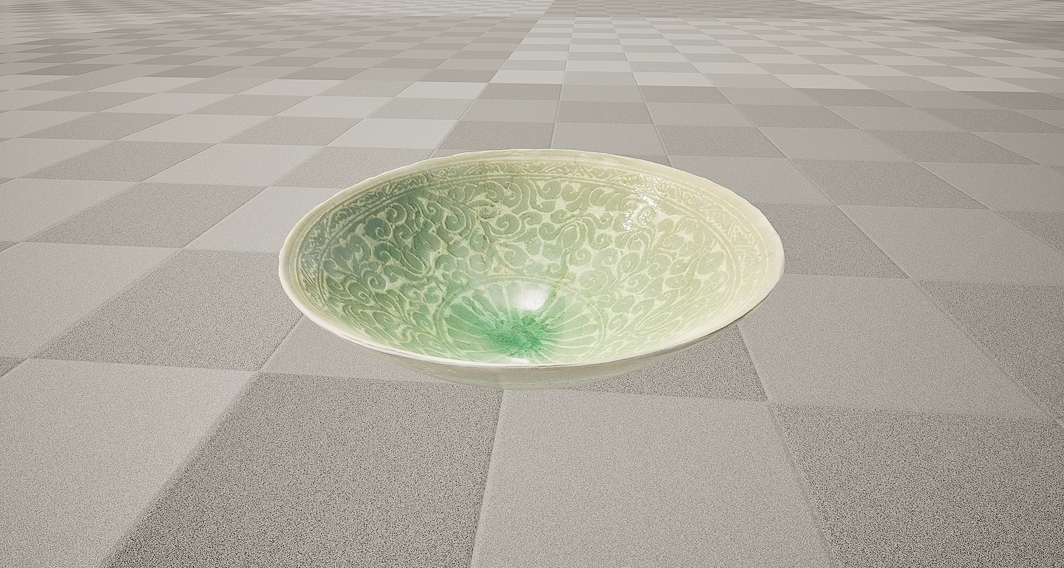 文物陶瓷瓷器青釉大口碗3D模型