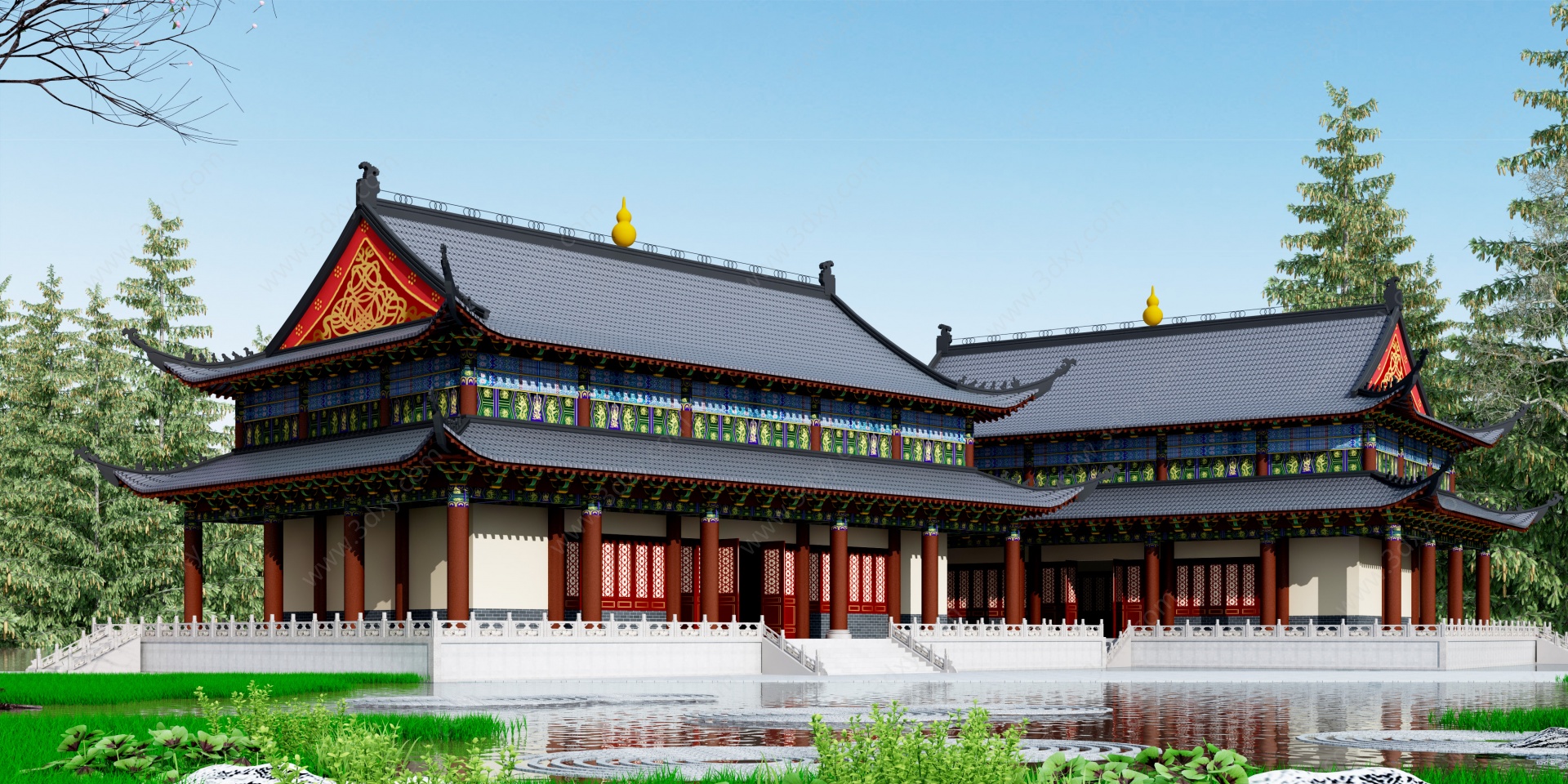 中式古建祠堂宫殿3D模型
