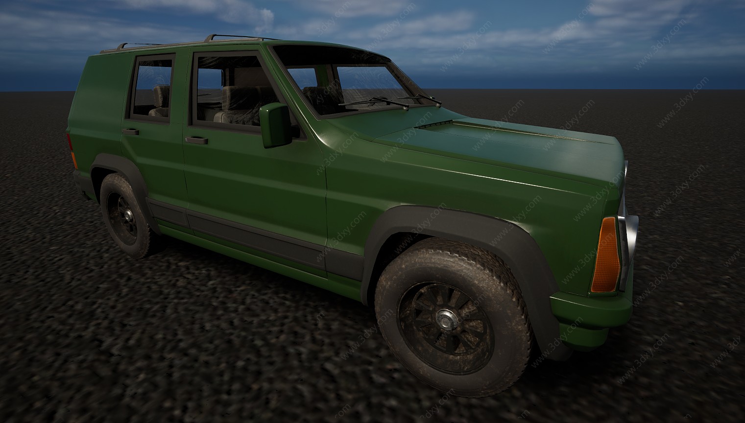 军绿色SUV汽车3D模型