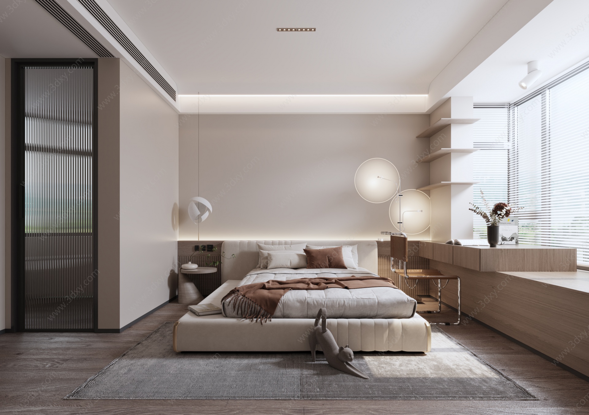 现代温暖风家居卧室3D模型