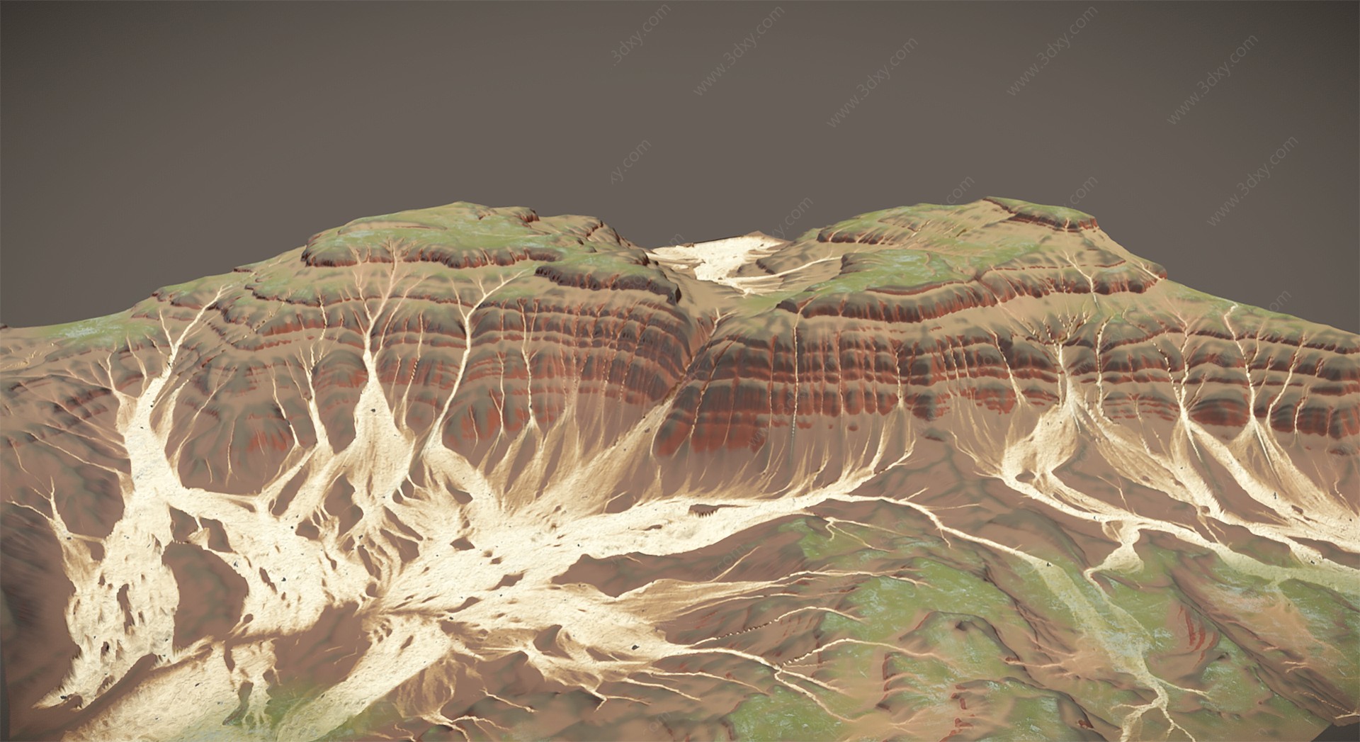 山脉模拟俯视透视图3D模型