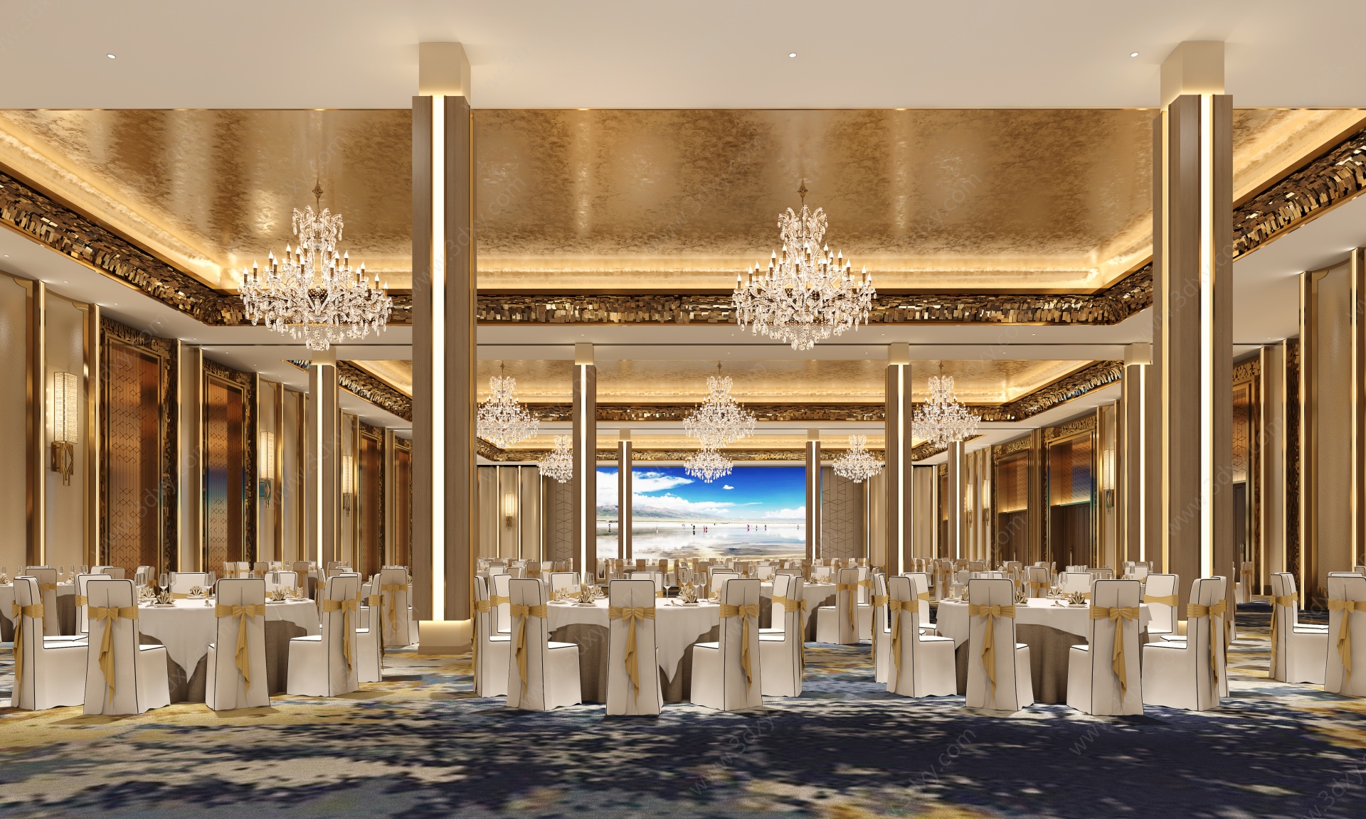 欧式酒店宴会厅3D模型