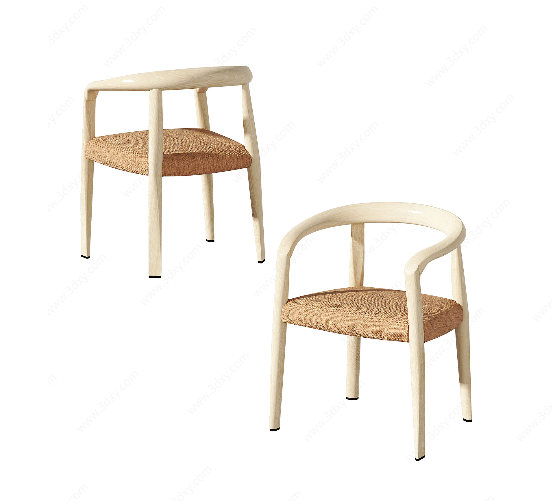 原木简约餐椅靠椅3D模型