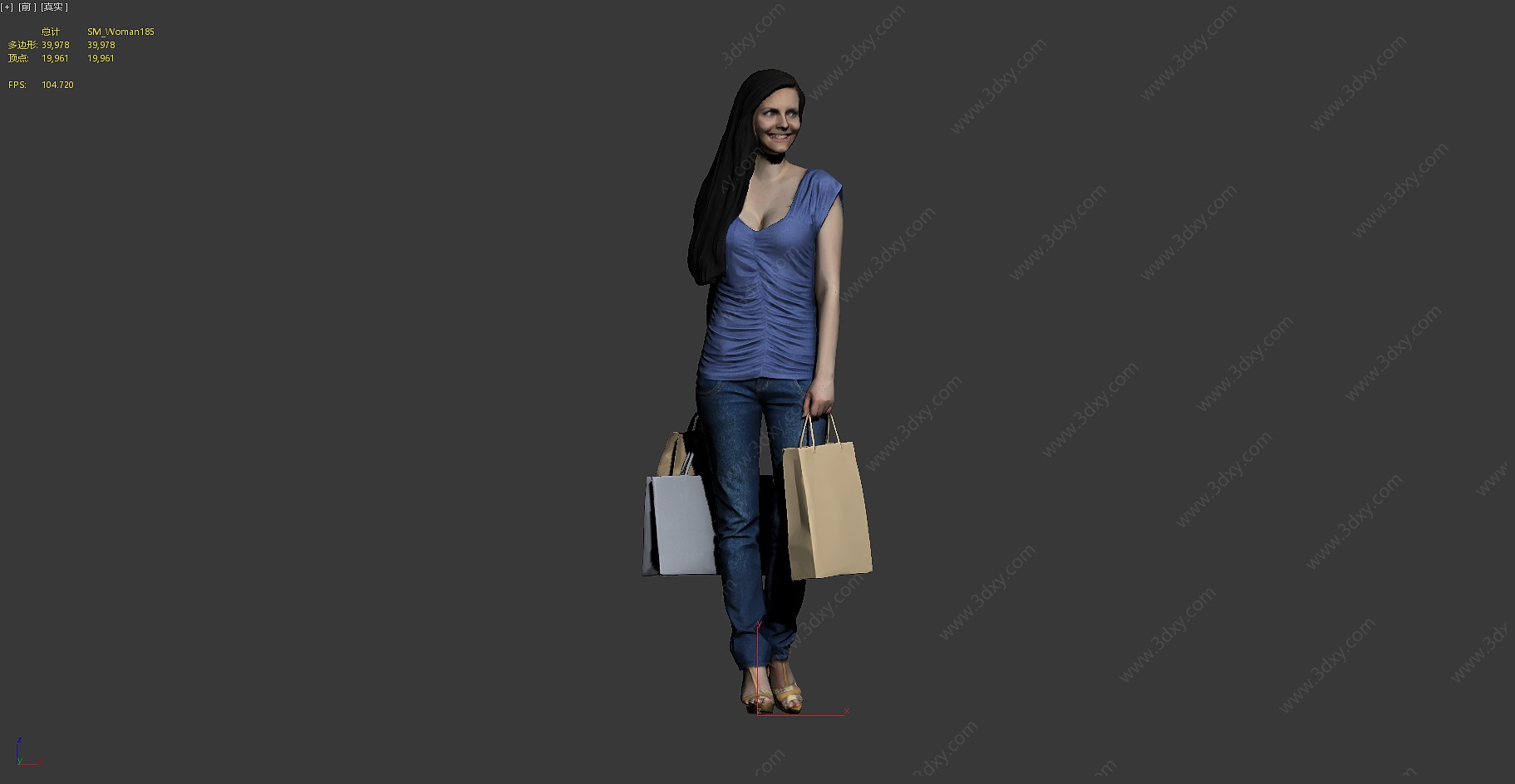 购物逛街的女人3D模型