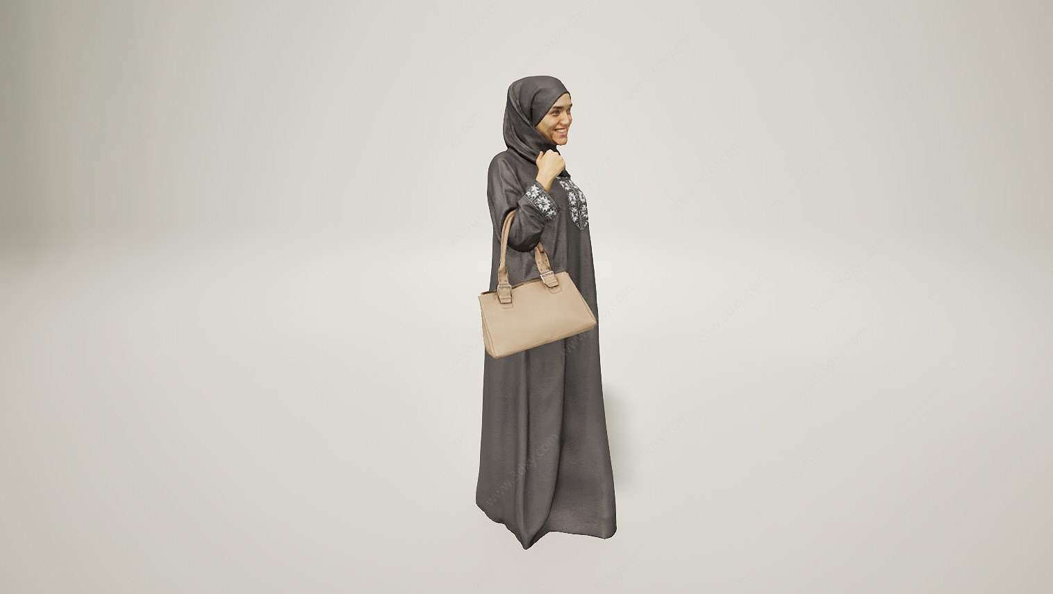 民族包头纱的女人3D模型