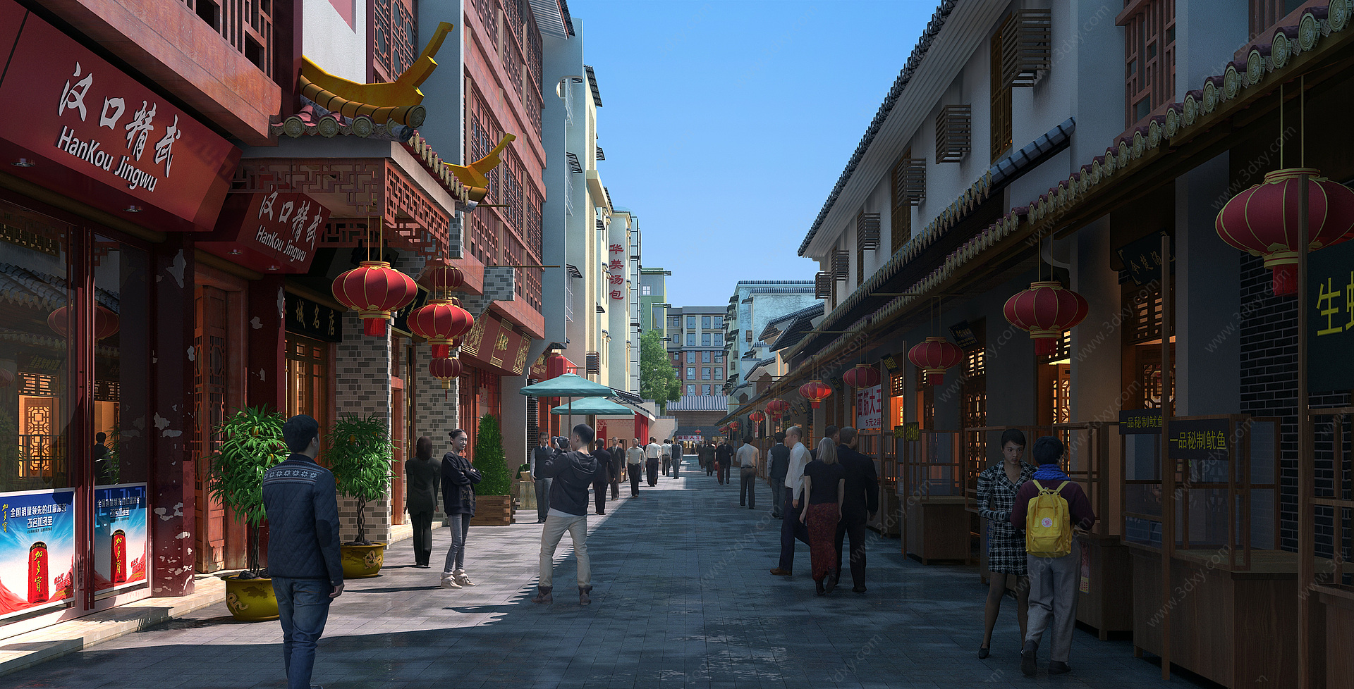 中式商业街步行街3D模型