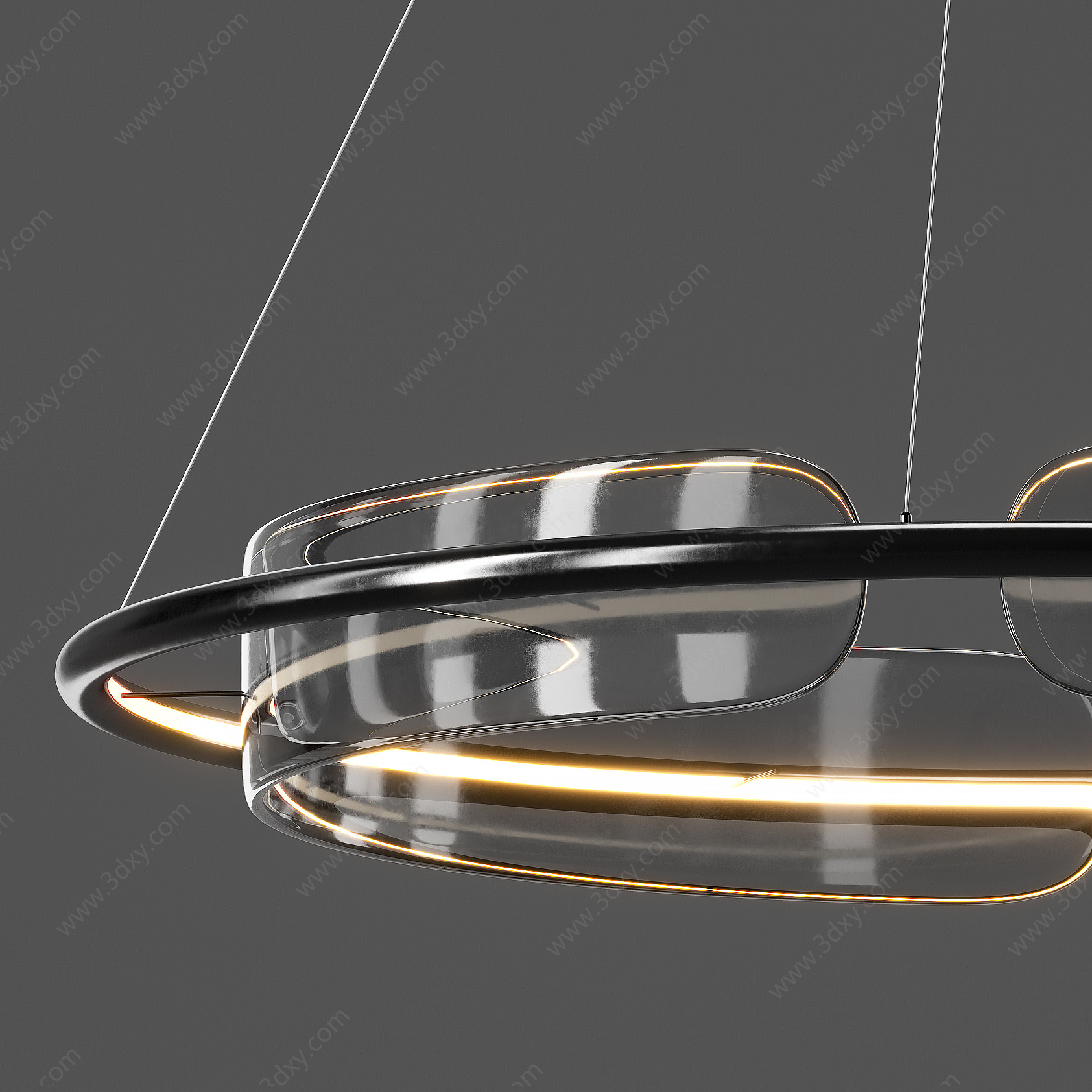 轻奢透明环形吊灯3D模型