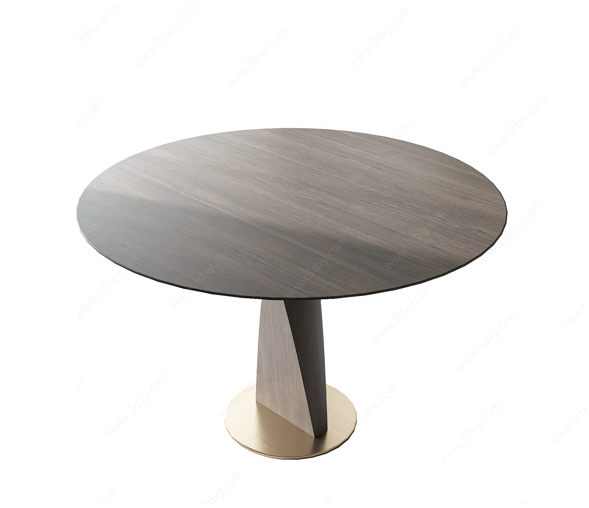 现代木质纹圆餐桌3D模型