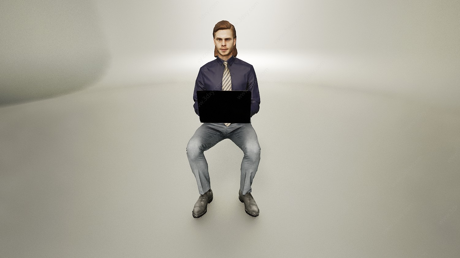 坐姿工作的男人3D模型