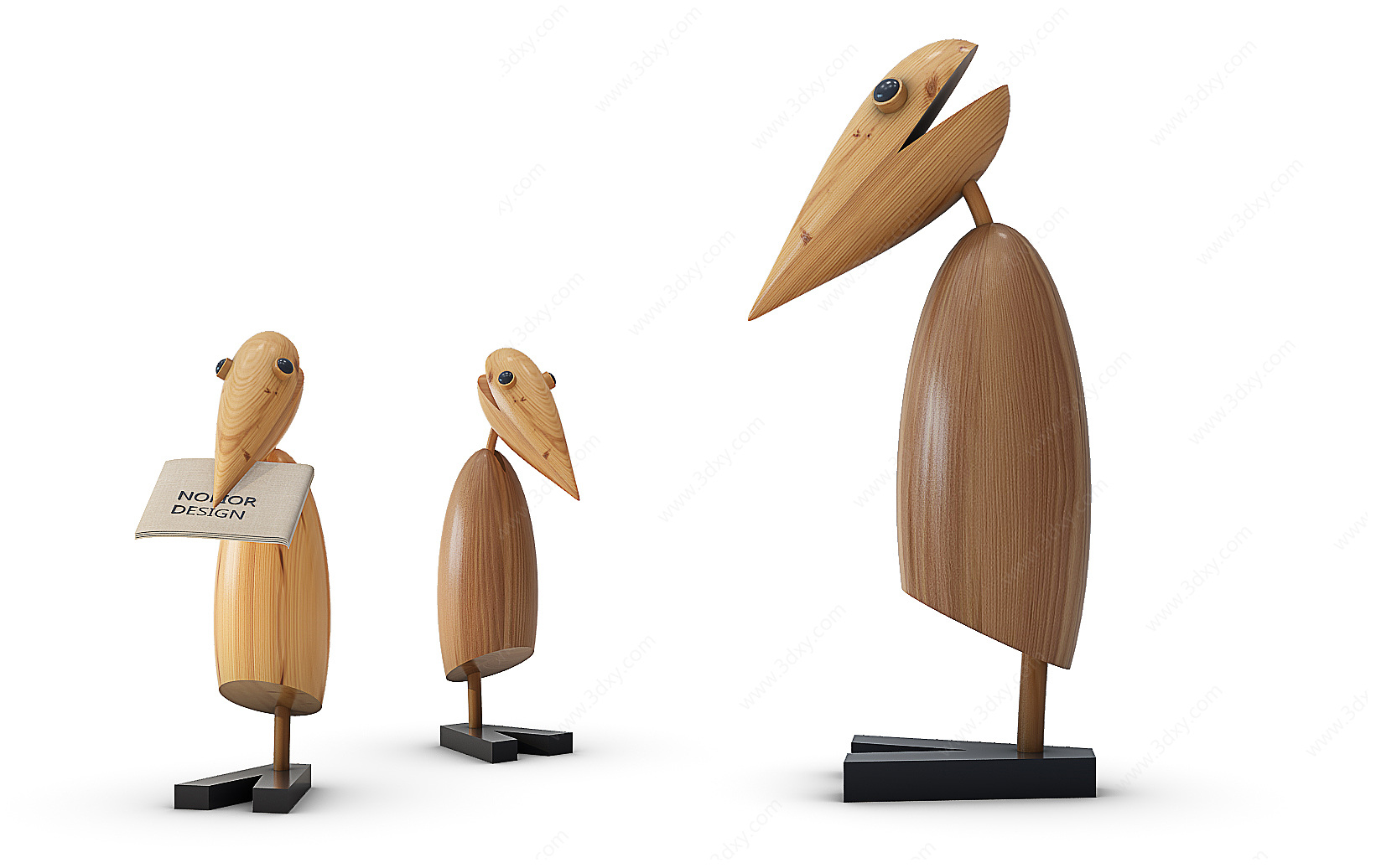 饰品摆件木头啄木鸟3D模型