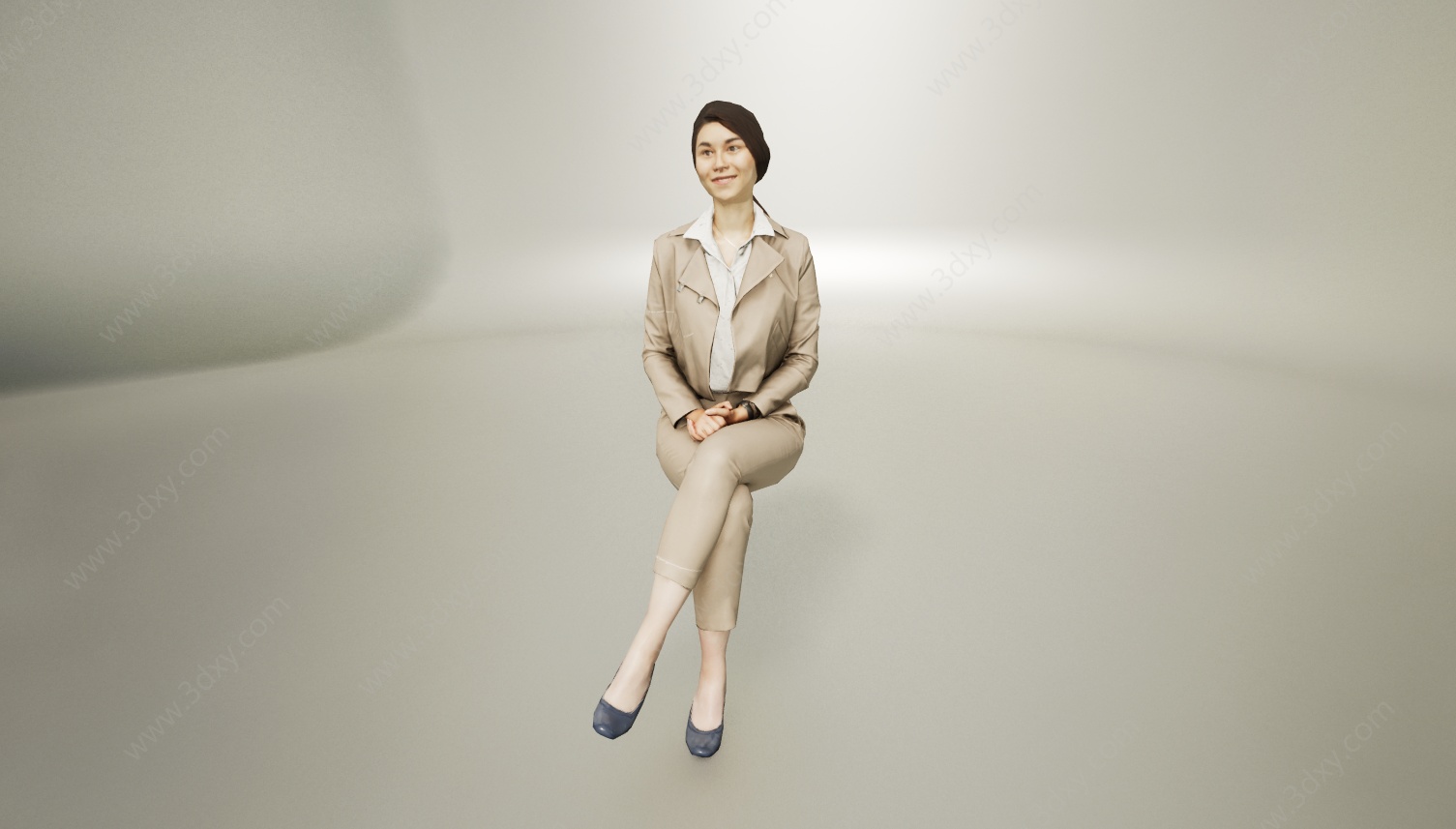 坐姿西装女人3D模型