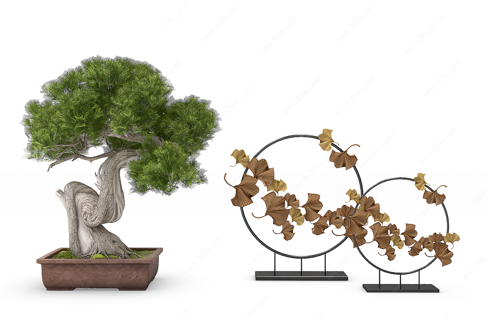 盆景摆件枫叶摆件3D模型