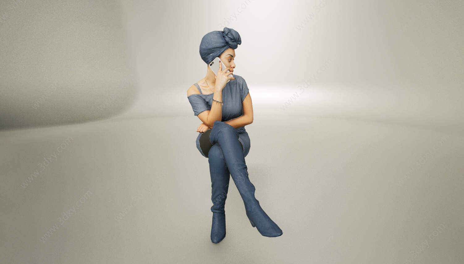 坐姿打电话女人3D模型