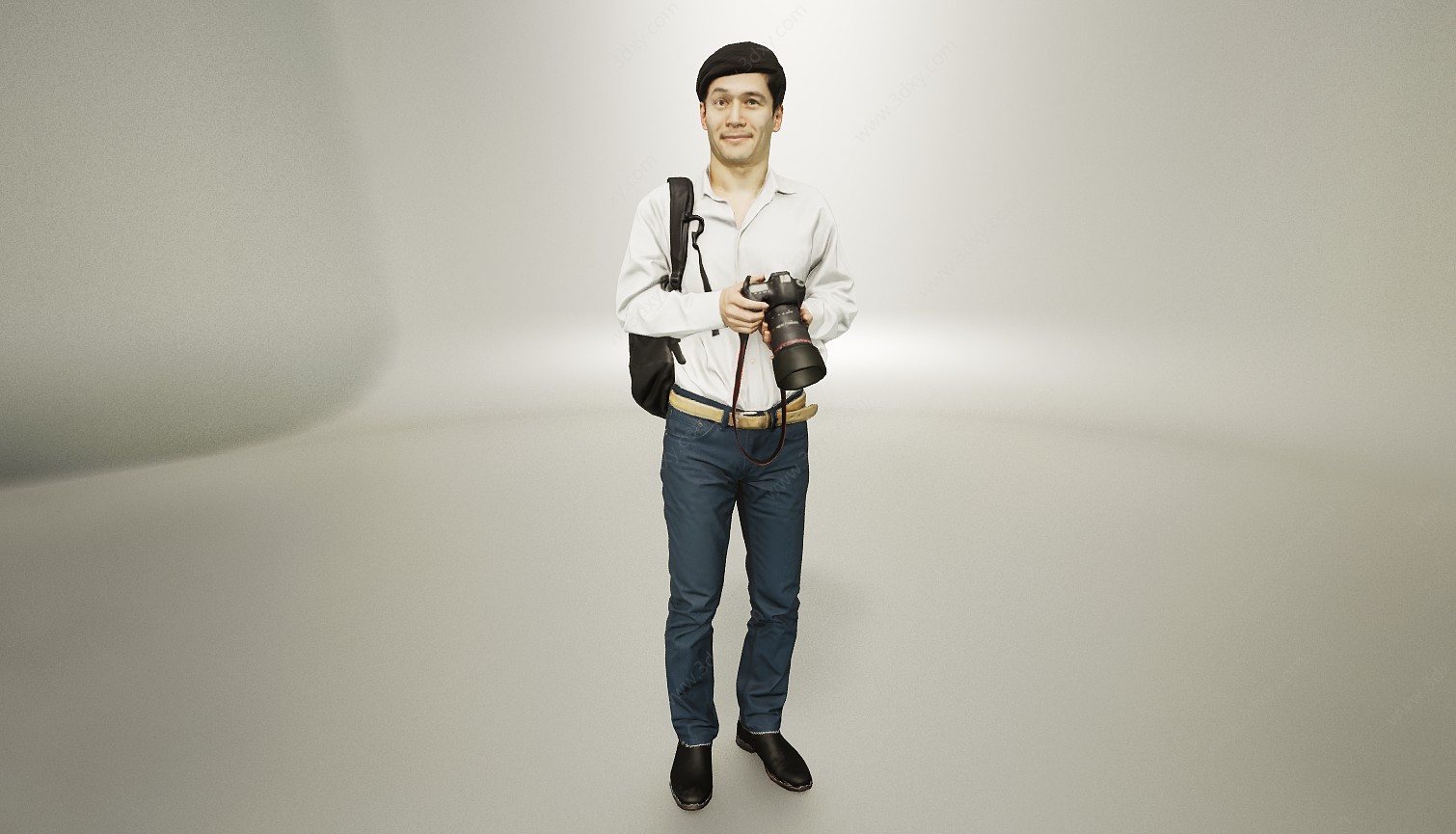 单肩包照相机男人3D模型