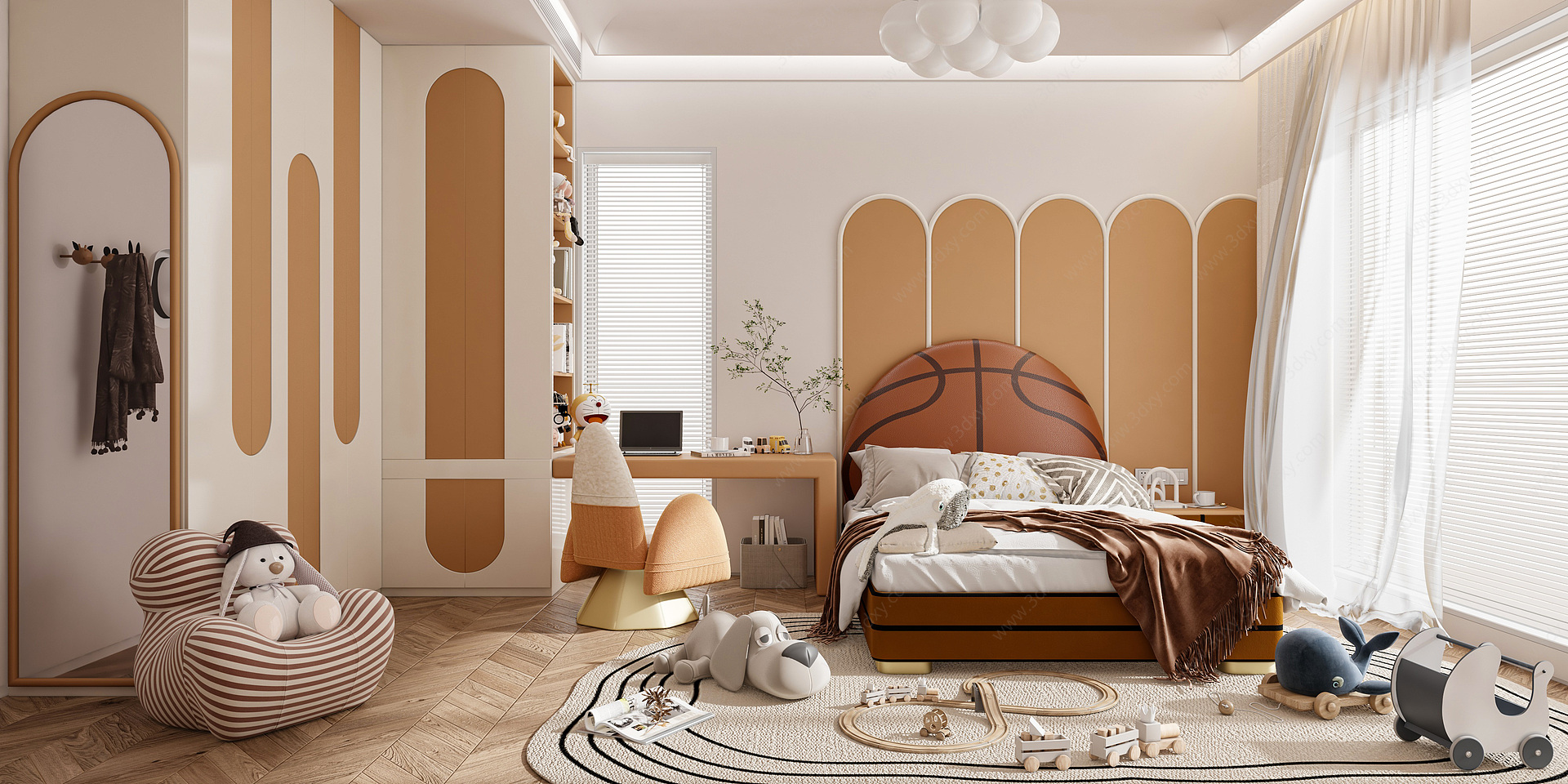 篮球主题儿童房儿童床3D模型