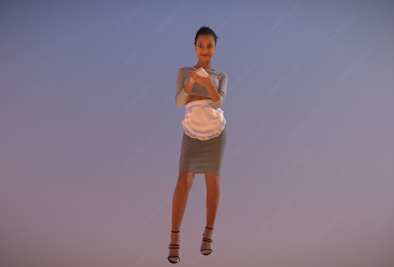 黑人美女服务员女人3D模型