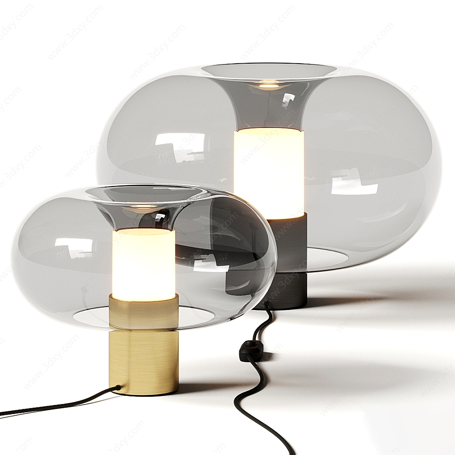 现代圆形玻璃台灯3D模型