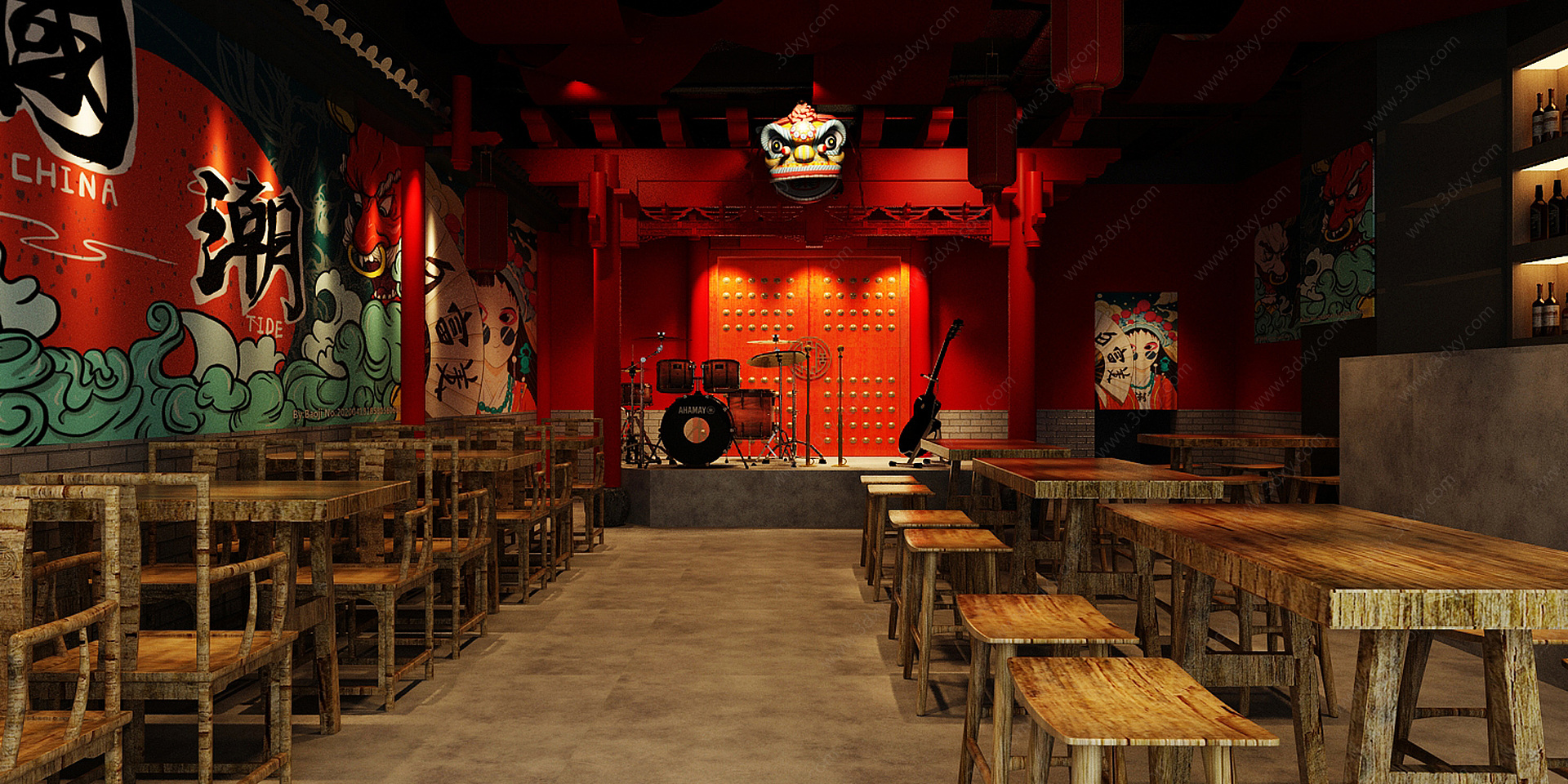 新中式音乐餐厅3D模型