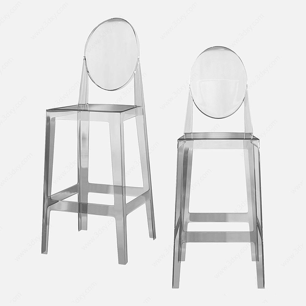 透明亚克力玻璃吧椅酒吧椅3D模型