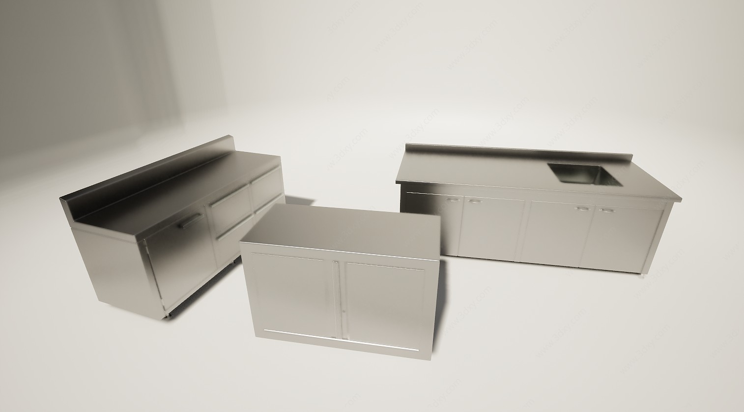不锈钢厨房工作台3D模型