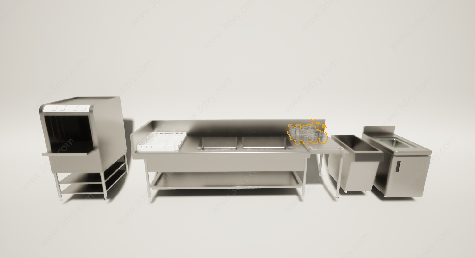 厨房不锈钢操作台餐具3D模型