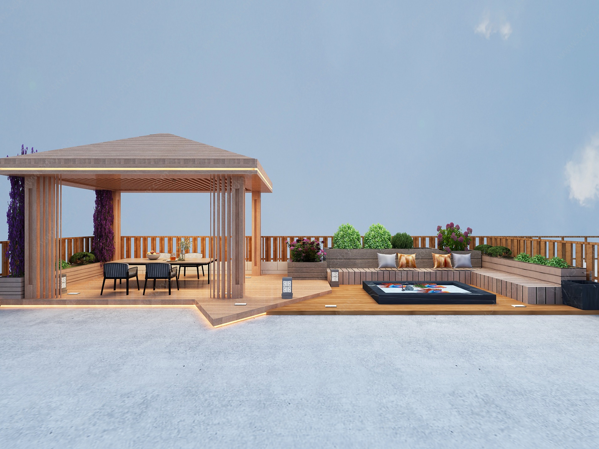 新中式别墅阳台3D模型