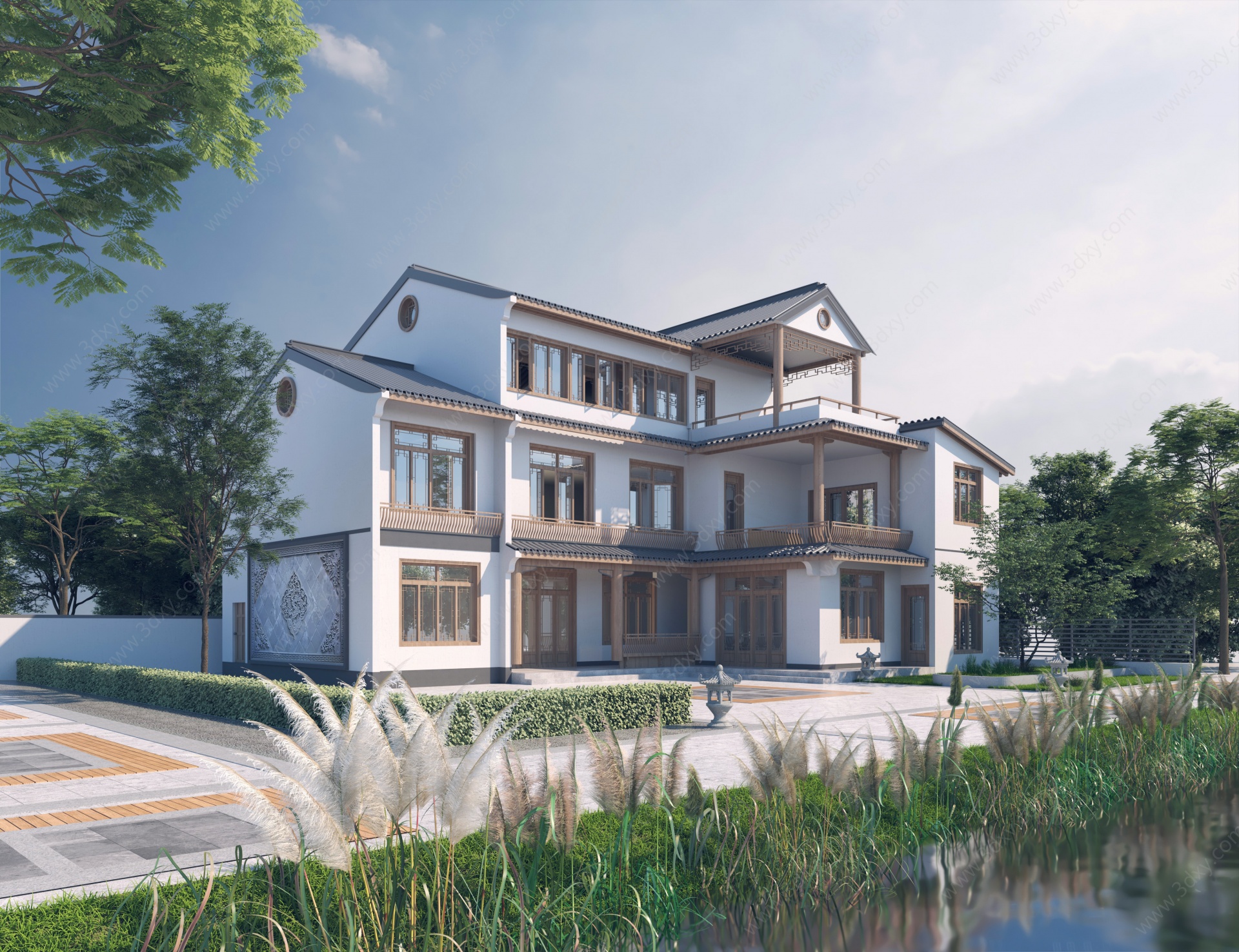 新中式独栋别墅3D模型