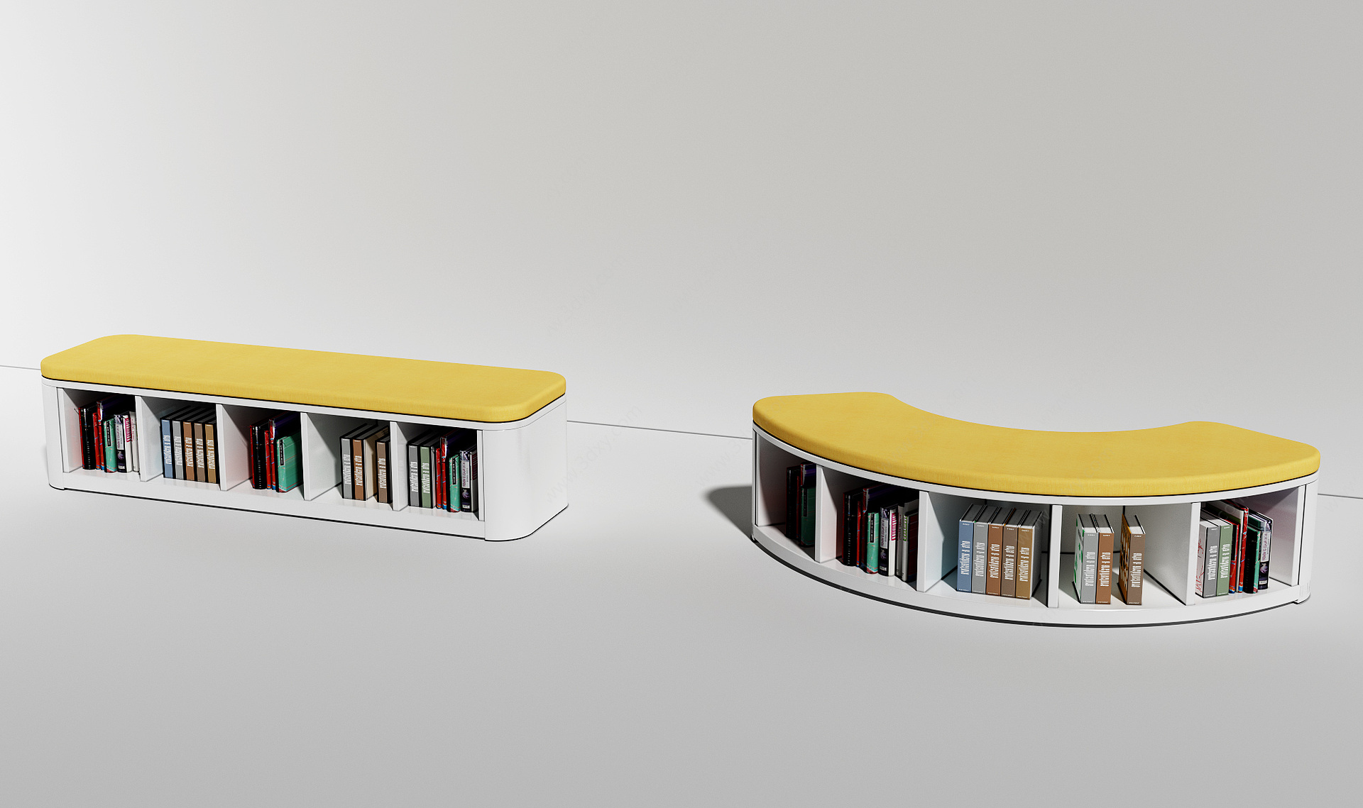 现代书柜凳书吧凳3D模型