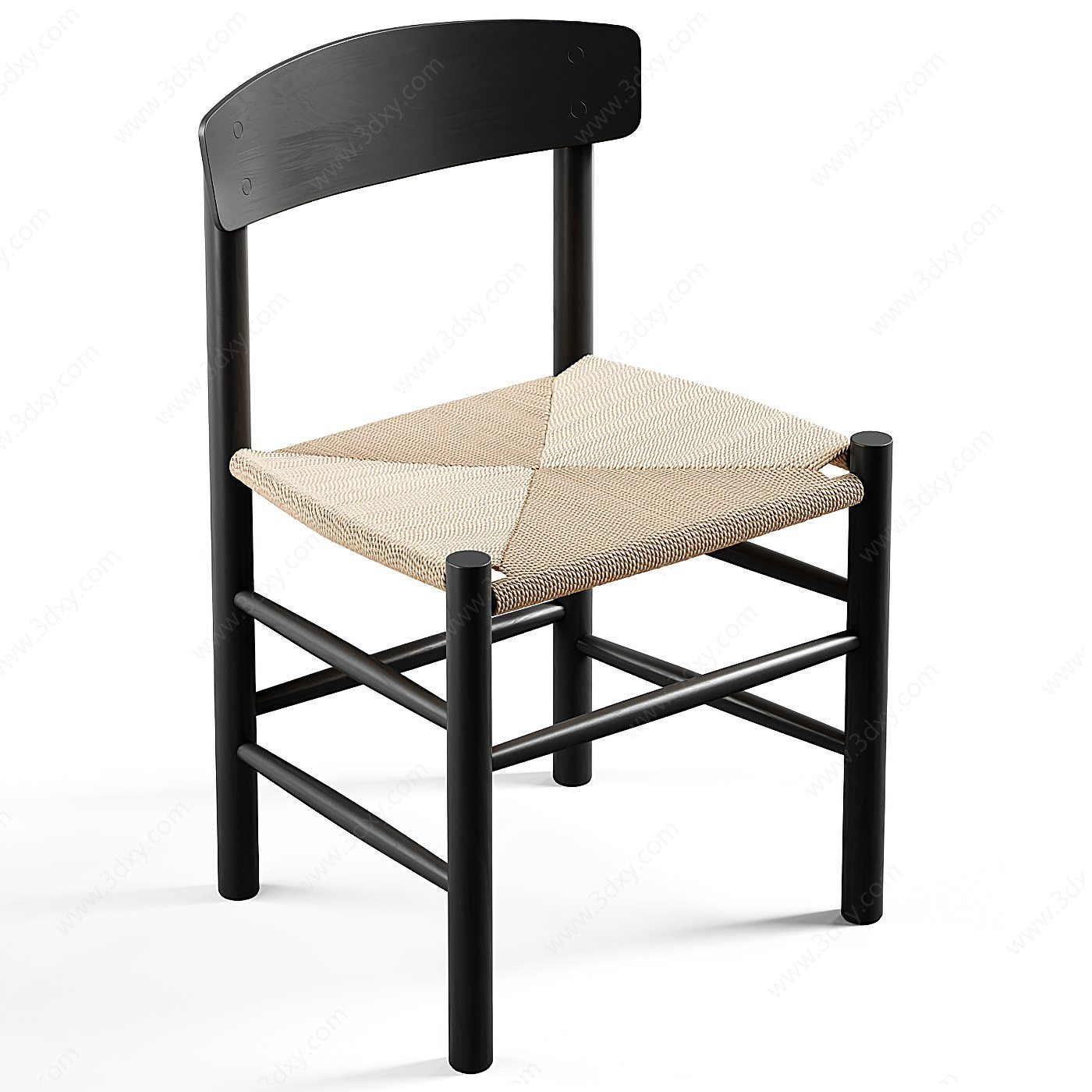 现代实木休闲椅靠椅3D模型