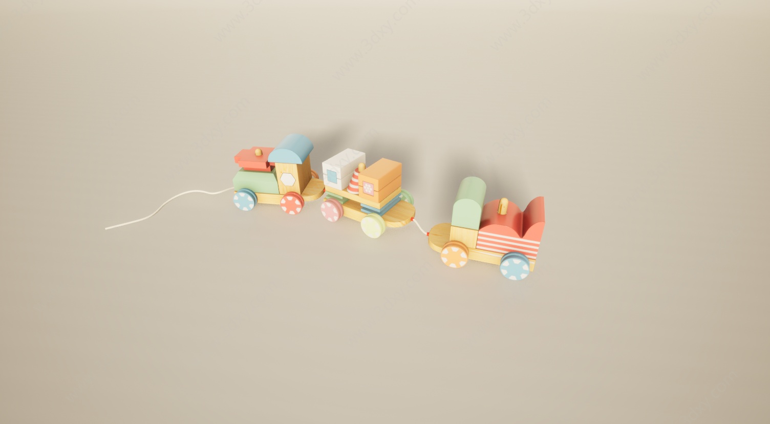 婴幼儿积木拉拉车玩具3D模型