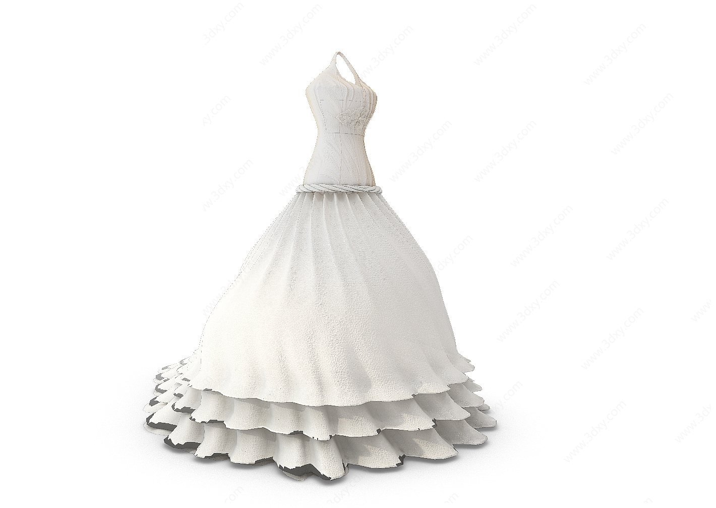 挂脖婚纱3D模型