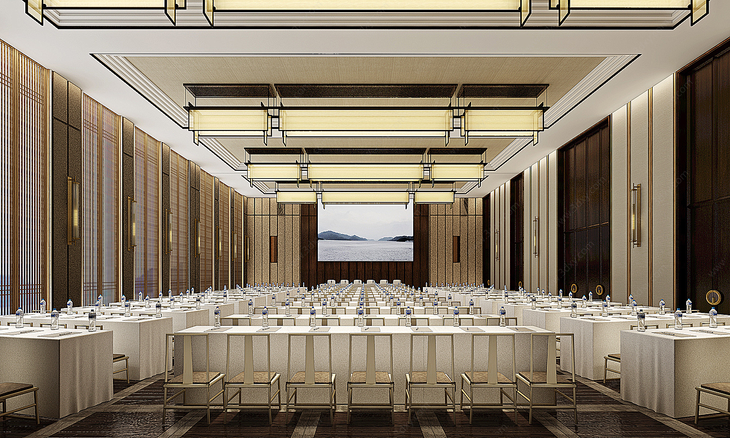 大型酒店宴会厅中式会议室3D模型