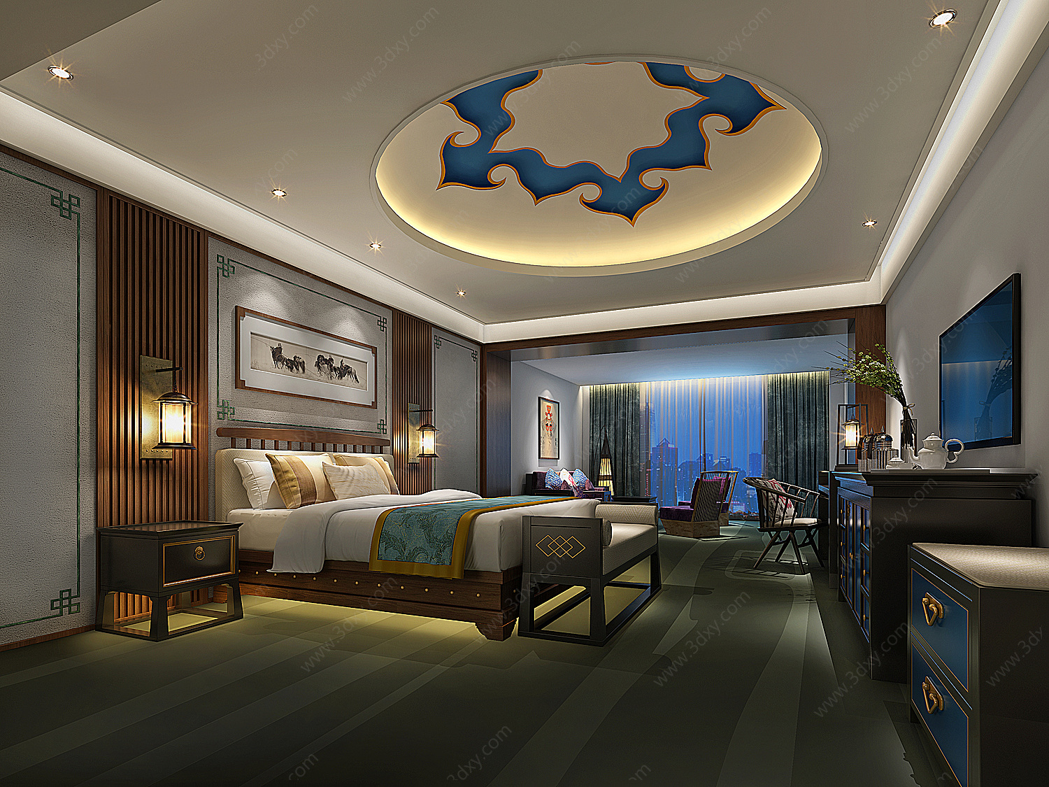 蒙古酒店大床房3D模型