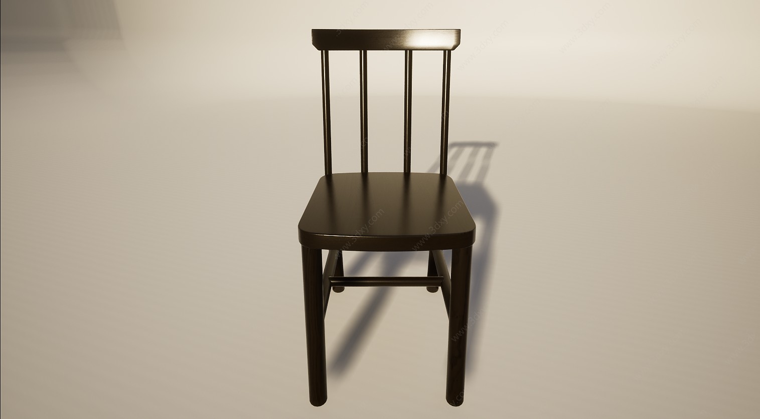 中式实木靠椅3D模型