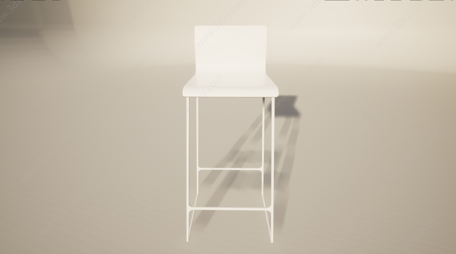 白色简约吧台餐椅3D模型