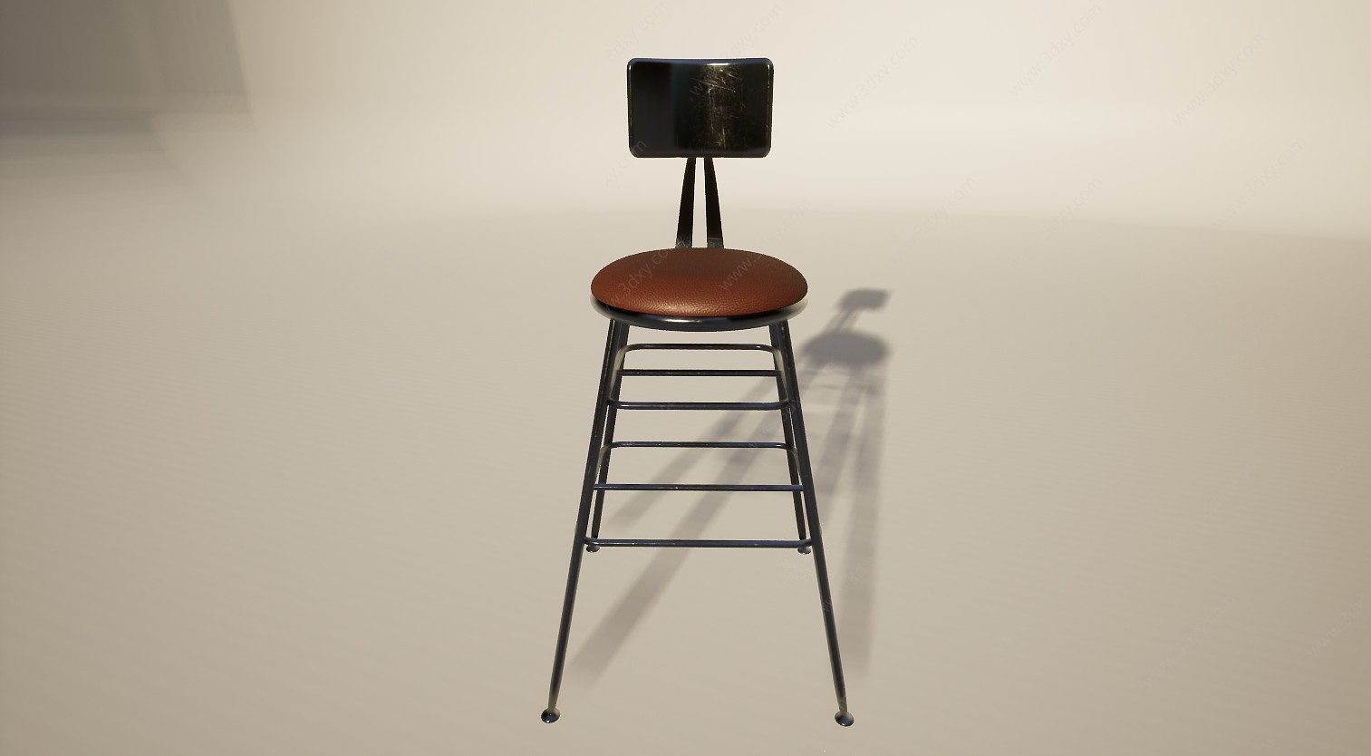 复古风铁艺工业吧台餐椅3D模型