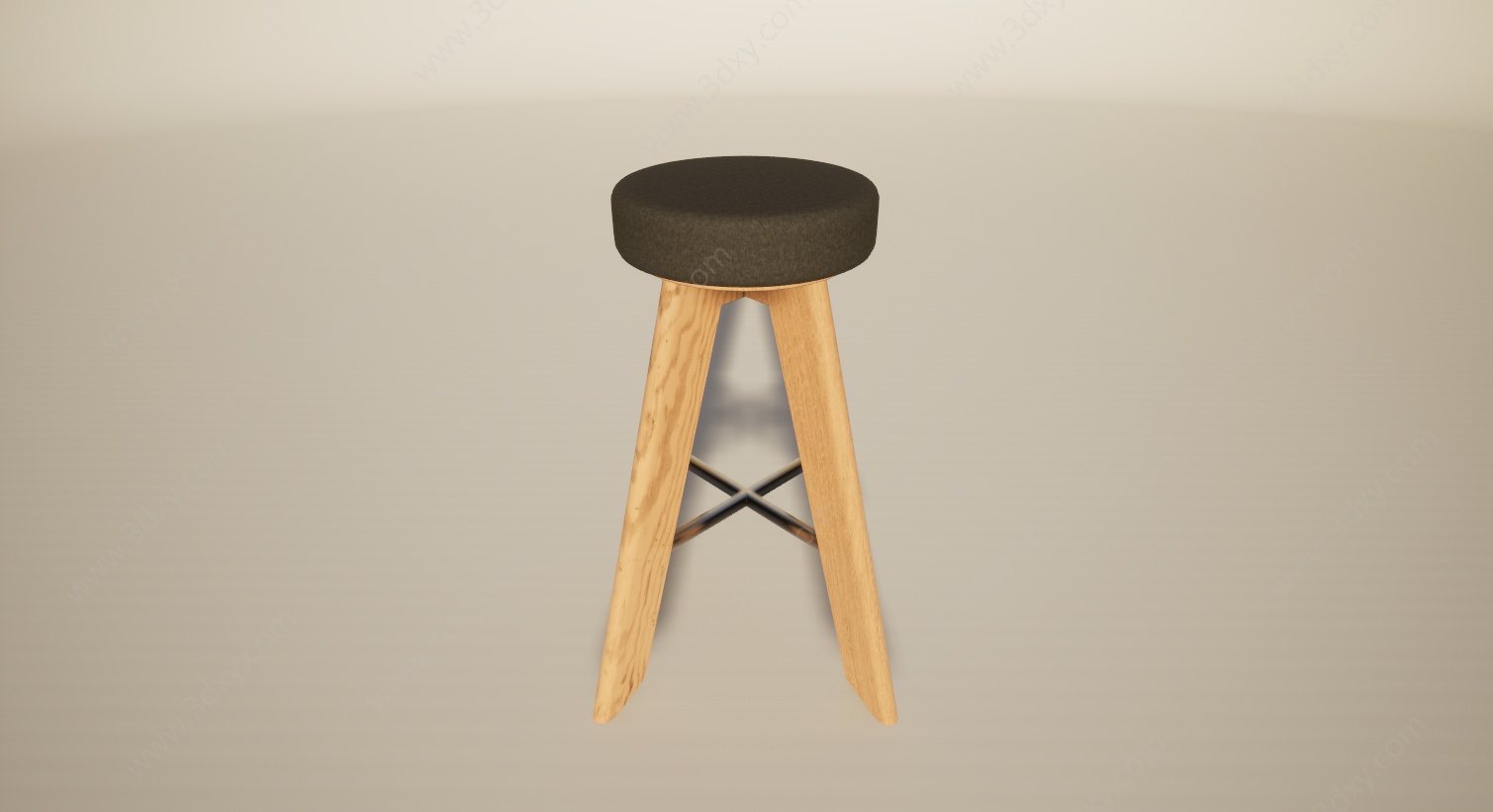 现代简约实木吧台凳3D模型