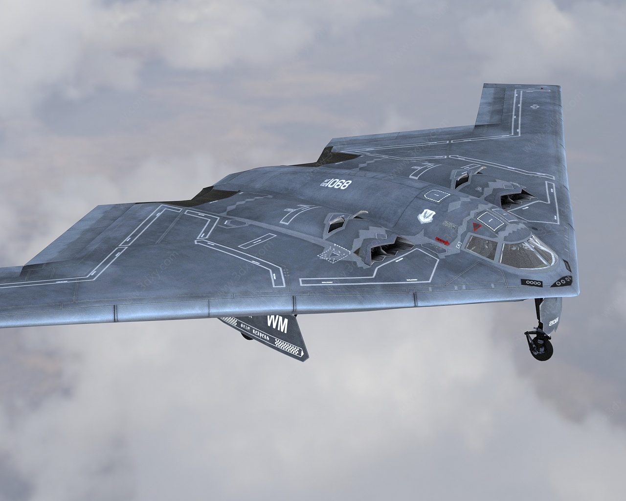 低可侦测性飞翼式轰炸机3D模型