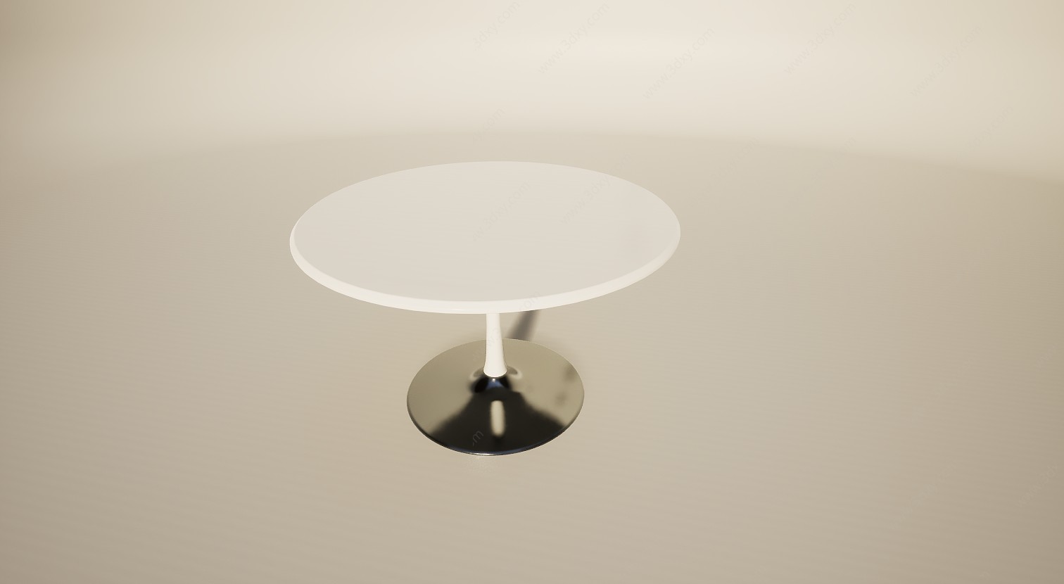 白色休闲圆桌餐桌3D模型