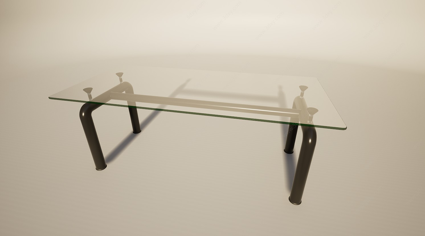 简约透明玻璃办公桌3D模型