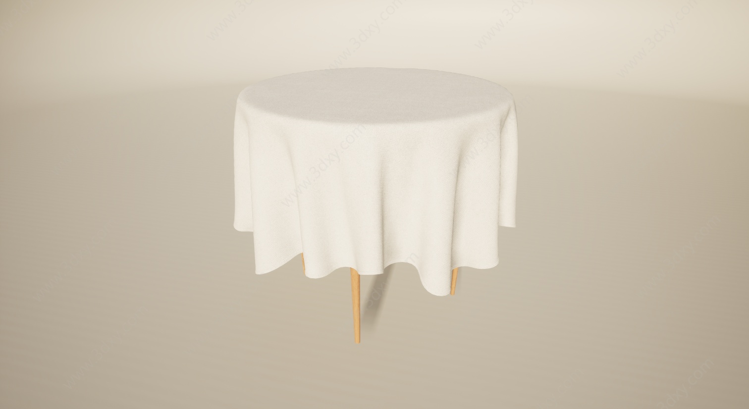 酒店宴会盖桌布圆桌3D模型